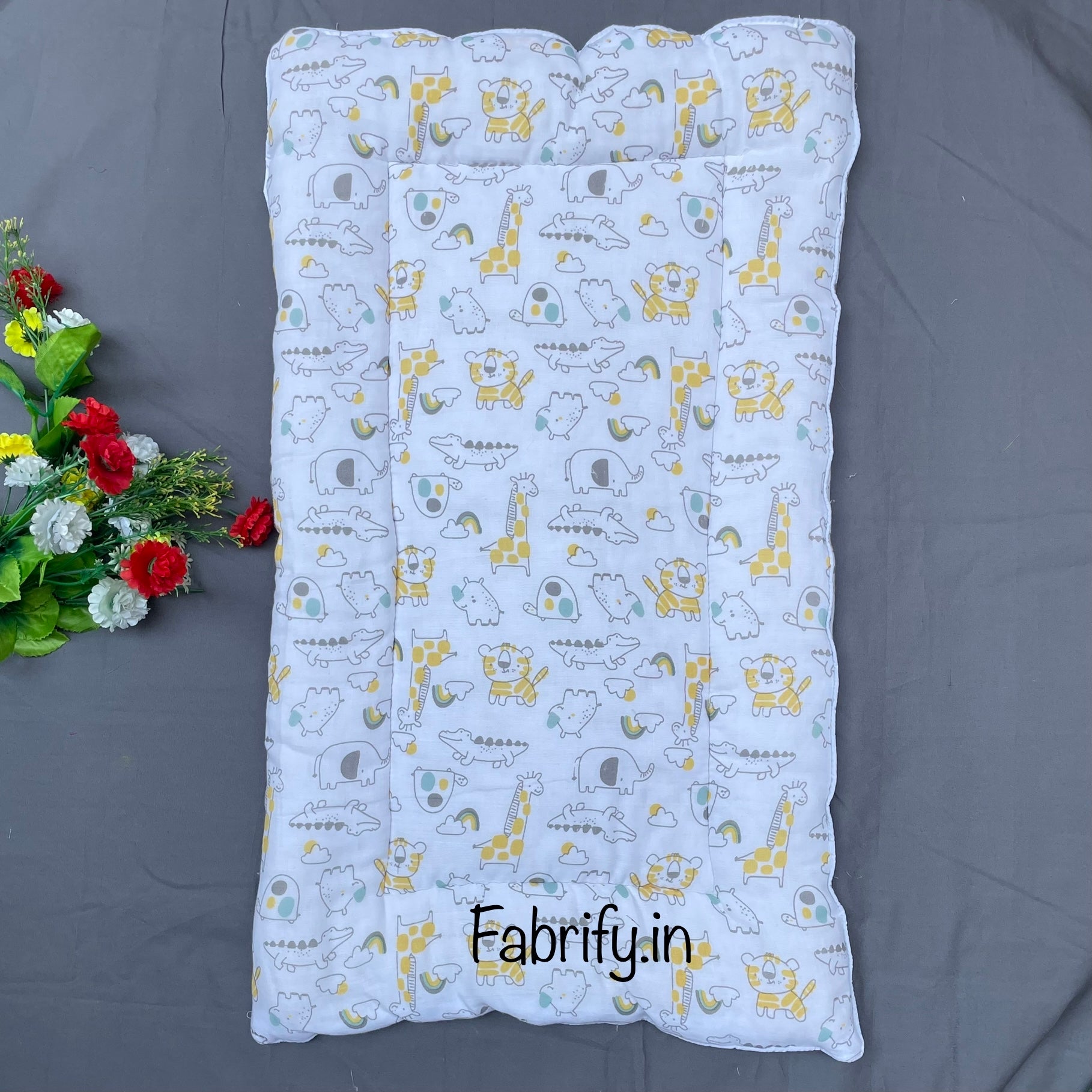 Fabrify 100% Cotton Muslin Baby Mattress Godadi Bed sheet 75x50 CM