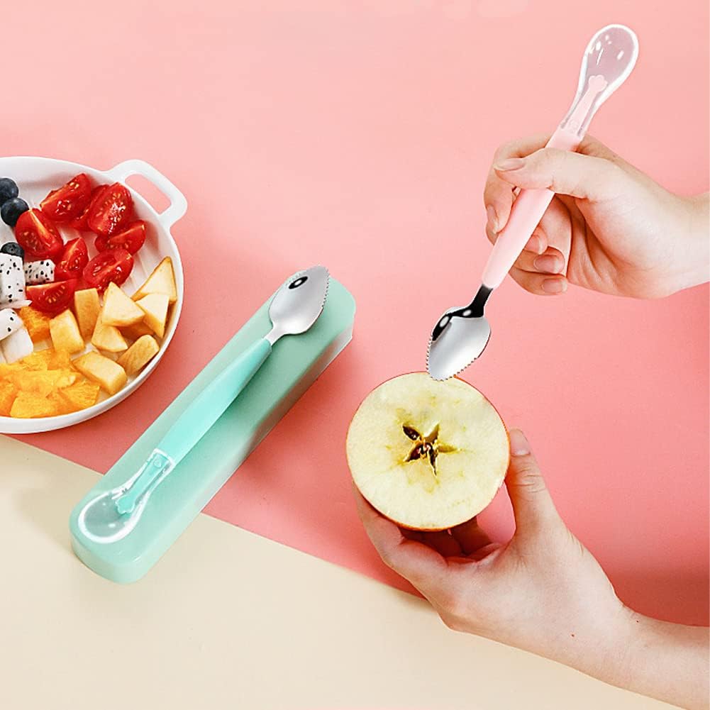 Double Head Baby Spoon Silicone Soft Baby Fruit Scraping Mud Spoon Feeding Spoons Training Scrapping Fruits Children Babies For Gifts