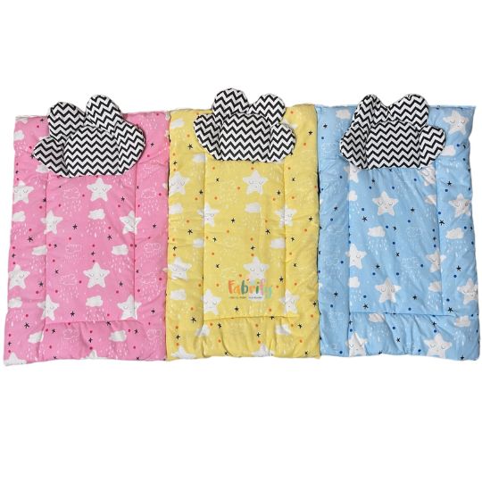 Fabrify Newborn Baby cotton Flower Pillow Godadi, Baby Bed, Mattress Rajai Godari Quilt(70x45 CM)(3 Nos Combo)