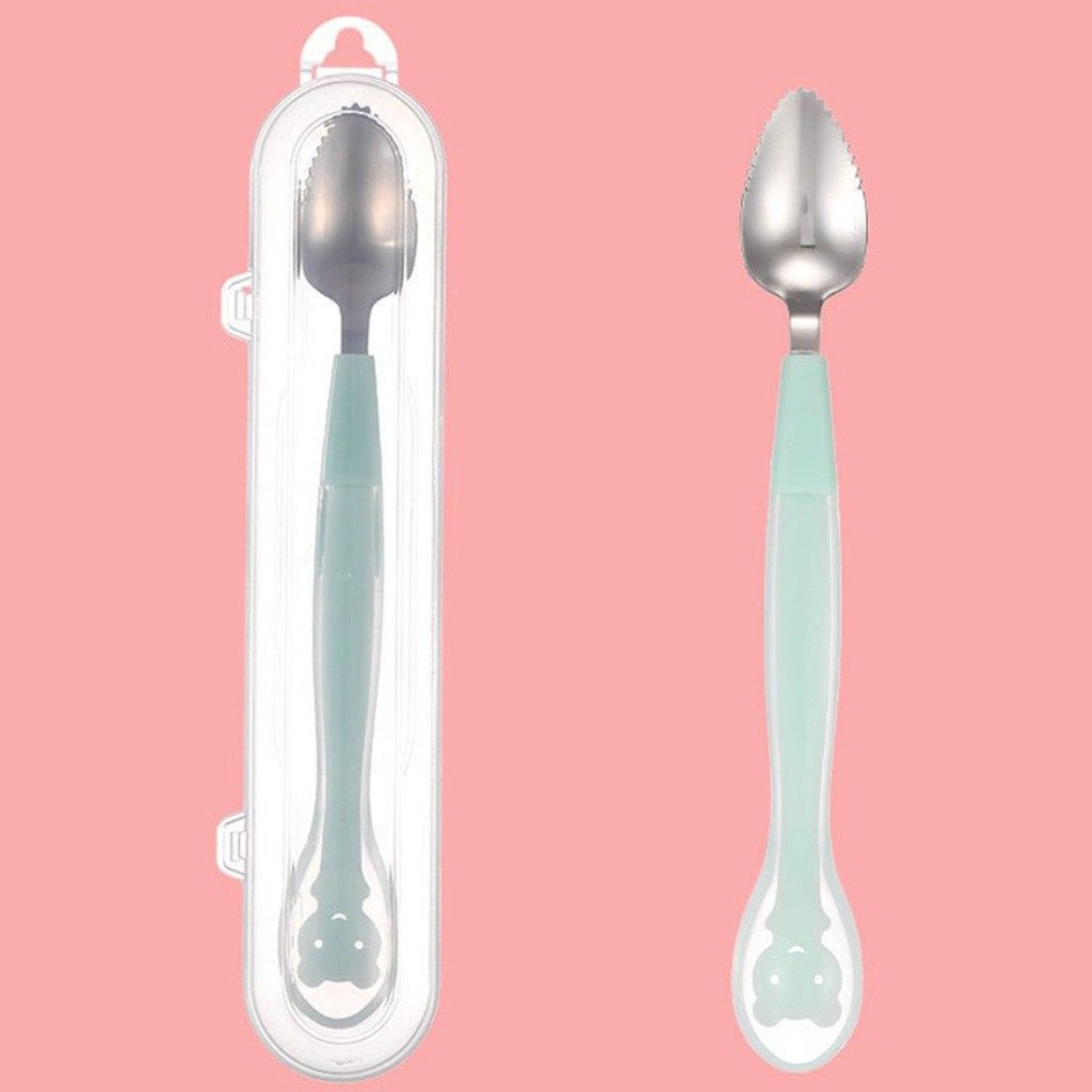 Double Head Baby Spoon Silicone Soft Baby Fruit Scraping Mud Spoon Feeding Spoons Training Scrapping Fruits Children Babies For Gifts
