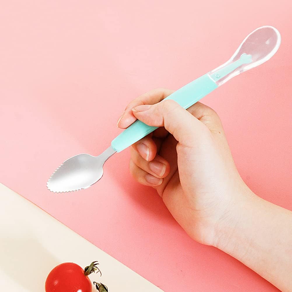 Double Head Baby Spoon Silicone Soft Baby Fruit Scraping Mud Spoon Feeding Spoons Training Scrapping Fruits Children Babies For Gifts