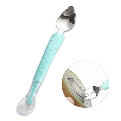 Double Head Baby Spoon Silicone Soft Baby Fruit Scraping Mud Spoon Feeding Spoons Training Scrapping Fruits Children Babies For Gifts