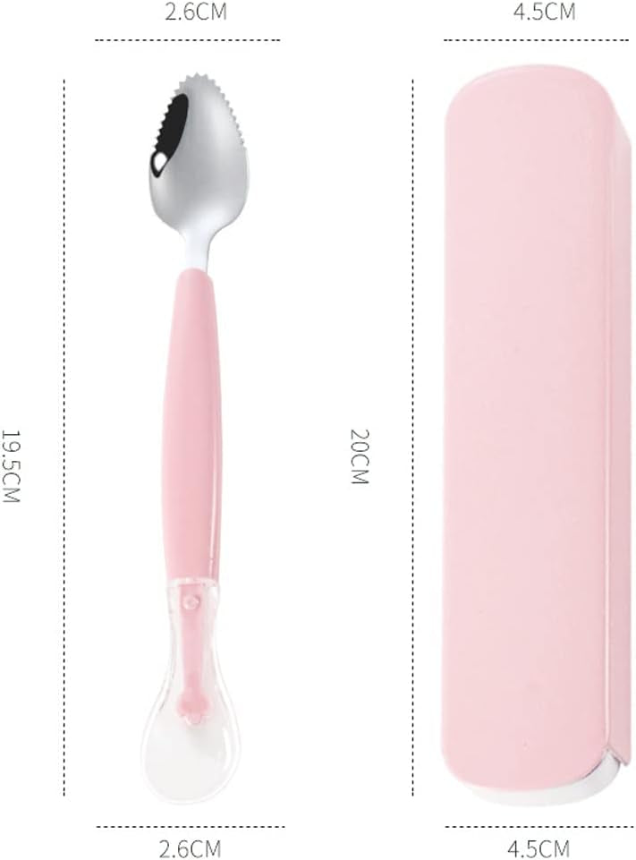 Double Head Baby Spoon Silicone Soft Baby Fruit Scraping Mud Spoon Feeding Spoons Training Scrapping Fruits Children Babies For Gifts