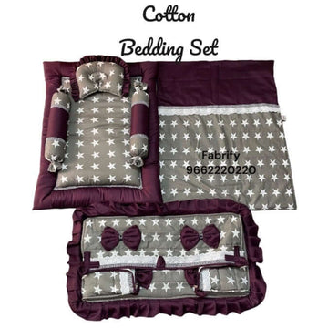 Fabrify 6 Items Cotton Baby Bedding Set (Wine)