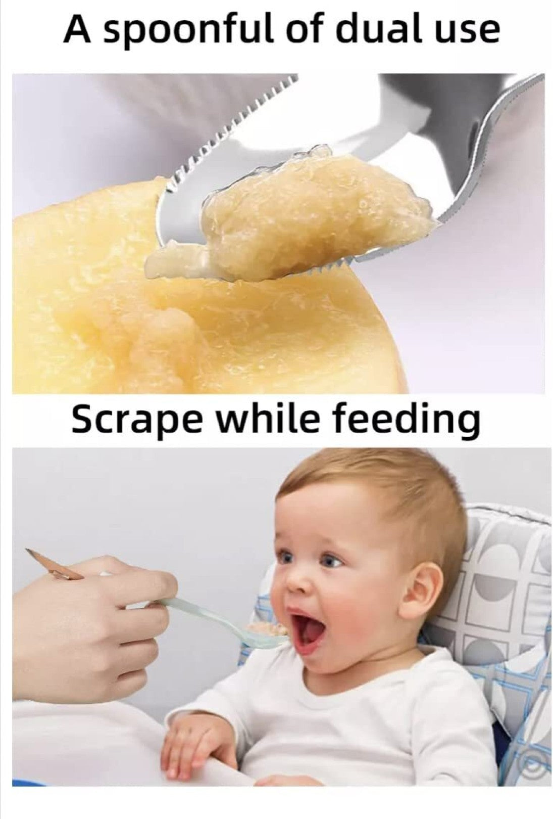 Double Head Baby Spoon Silicone Soft Baby Fruit Scraping Mud Spoon Feeding Spoons Training Scrapping Fruits Children Babies For Gifts