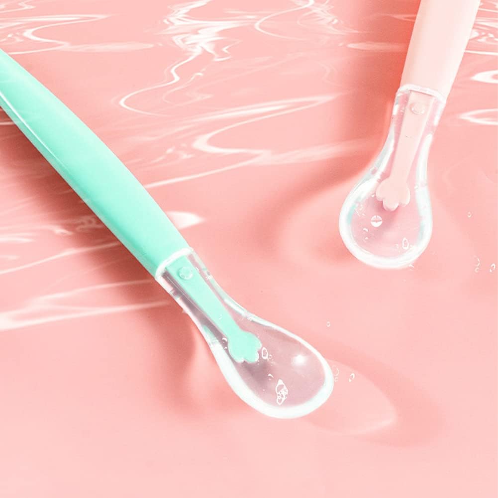 Double Head Baby Spoon Silicone Soft Baby Fruit Scraping Mud Spoon Feeding Spoons Training Scrapping Fruits Children Babies For Gifts