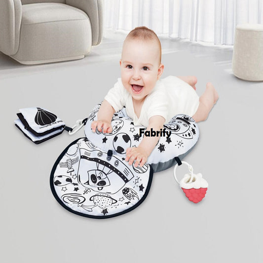 ✨ Fabrify Tummy Time Pillow with Crinkle Mat & Teethers, Black and White High Contrast Baby Toys, Montessori Sensory Crawling Toy for Infant Newborn Toddler Tummy Time Toys 0-6 Months Babies 🤩
