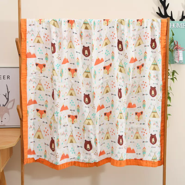 Fabrify Pure Organic Cotton 6 Layer Muslin Blanket for Baby | Ultra-Soft Swaddling Towel for Newborns and Toddlers |110 X110 mm | 0-3 Years (Mix Design),Multicolor